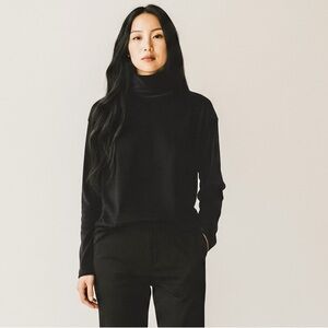 Banana Republic Velvet Turtleneck Pullover Sweater - Black Green